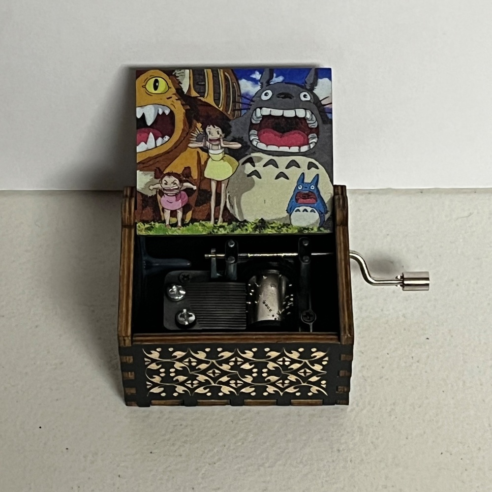 Totoro Cat Bus Hand Crank Wooden Music Box Studio Ghibli Anime Musical